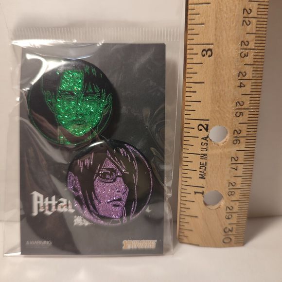 Attack on Titan Hange Zoe And Levi Ackerman Enamel Pin Set Official AoT Brooches - Picture 2 of 2